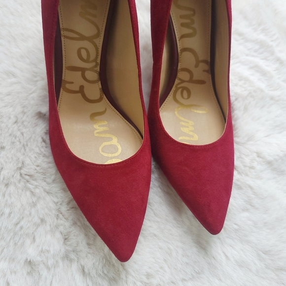 Sam Edelman Hazel Deep Red Magenta Suede Leather Pumps - Picture 4 of 14